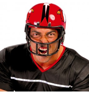 capacete de futebol americano vermelho para completar o seu disfarce
