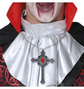 Cruz de vampiro com colar de rubis para completar o seu disfarce assutador