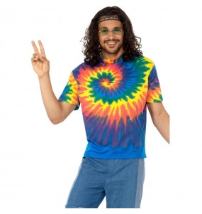 Disfarce Camiseta tie-dye Hippie adulto divertidíssimo para qualquer ocasião