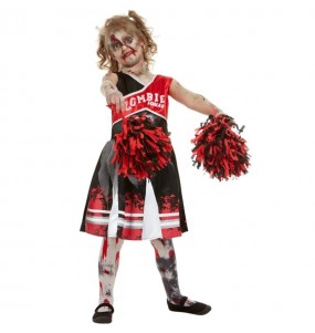 Disfarce de Cheerleader zombie com pompons para menina