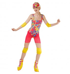Disfarce de Barbie patinadora multicolorida para mulher
