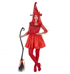Fato de Bruxa Vermelha mulher para a noite de Halloween 