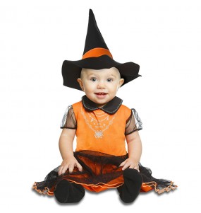 Disfarce Halloween Bruxa Laranja com que o teu bebé ficará divertido.