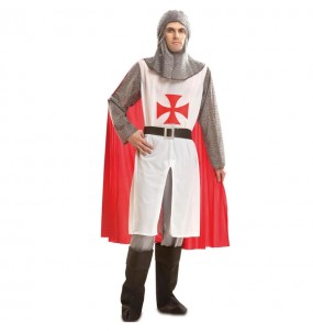 Disfarce de Cavaleiro medieval com capa vermelha para homem