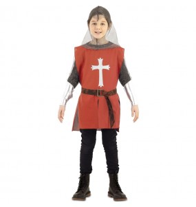 Capa de guerreiro medieval vermelha para criança para completar o seu disfarce