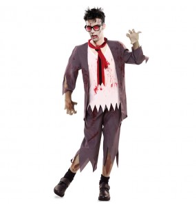 Fato de Estudante Zombie Sangrento adulto para a noite de Halloween 