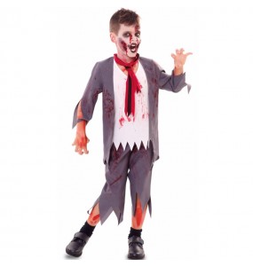 Disfarce Halloween Estudante Zombie Sangrento para meninos para uma festa do terror