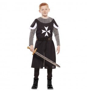 Disfarce Cruzado Medieval preto menino para deixar voar a sua imaginação