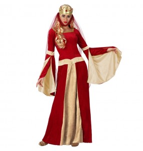 Disfarce original Dama Medieval Vermelha mulher mulher ao melhor preço