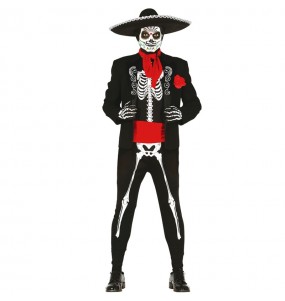 Fato de Esqueleto mexicano adulto para a noite de Halloween