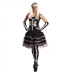 Fato de Esqueleto Skelita mulher para a noite de Halloween