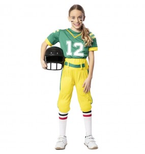 Disfarce de Jogadora de futebol americano verde para menina