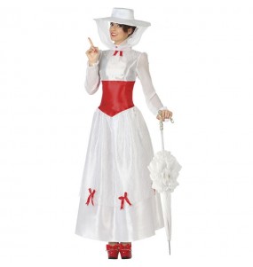 Disfarce de Mary Poppins de branco para mulher