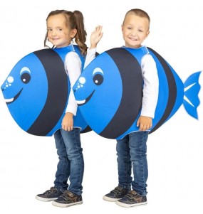 Disfarce de Peixe azul escuro para menino e menina