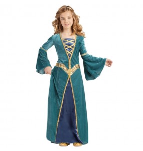 Disfarce Princesa Medieval Verde menina para que eles sejam com quem sempre sonharam