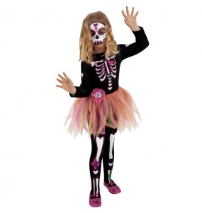 Disfarce Halloween Skelita tutu meninas para uma festa Halloween