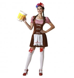 Disfarce de Tirolesa Oktoberfest castanho para mulher