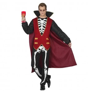 Fato de Vampiro Esqueleto adulto para a noite de Halloween