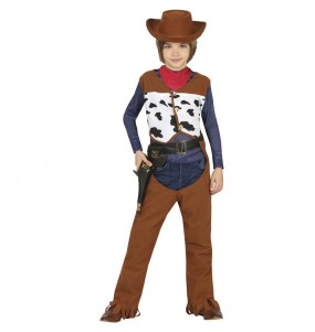 Disfarce de Cowboy com estampa de vaca para menino