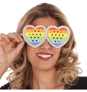 Os óculos mais engraçados Heart Rainbow para festas de fantasia