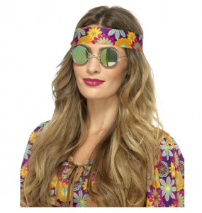 Óculos Hippie verdes para completar o seu disfarce