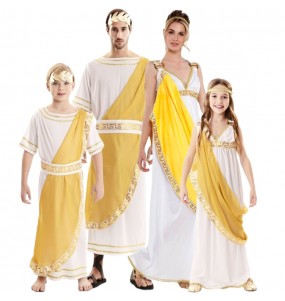 Disfarces de Imperadores romanos em cor dourada para grupos e famílias