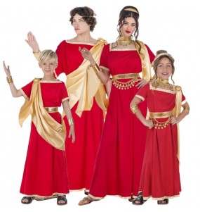 Disfarces de Romanos de vermelho e dourado para grupos e famílias