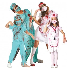 Disfarces de Cirurgiões e Enfermeiras Zombies para grupos e famílias