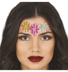 Bijutaria facial com flores para completar o seu disfarce