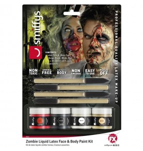 Kit de maquilhagem zombie realista com látex para completar o seu disfarce assutador
