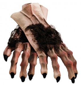 Mãos de monstro com cabelo para festas de fantasia