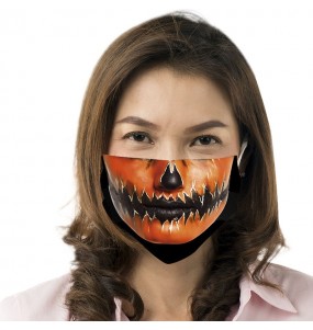 Máscara Abóbora Halloween de proteção para adulto
