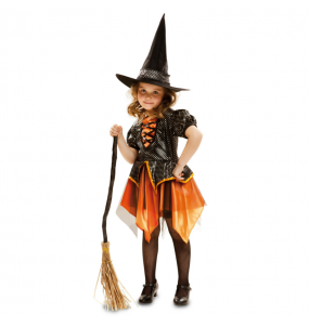 Disfarce Halloween Bruxa dourada meninas para uma festa Halloween