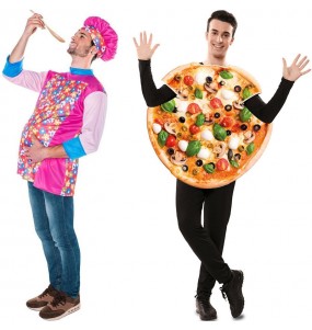 O casal Cozinheiro e Pizza original e engraçado para se disfraçar com o seu parceiro