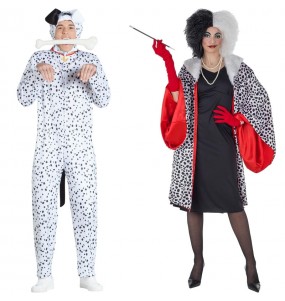 O casal Cruella de Vil e Cão Dálmata original e engraçado para se disfraçar com o seu parceiro