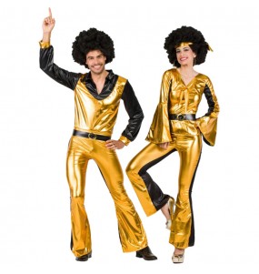 O casal Bailarinos Disco Dourados original e engraçado para se disfraçar com o seu parceiro
