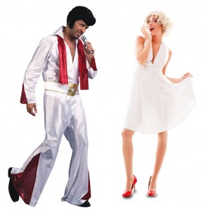 O casal Elvis Presley e Marilyn Monroe original e engraçado para se disfraçar com o seu parceiro