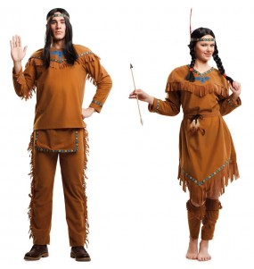 O casal Índios castanhos original e engraçado para se disfraçar com o seu parceiro