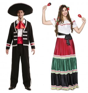 O casal Mexicanos tradicionais original e engraçado para se disfraçar com o seu parceiro