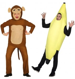 Fatos de casal Macaco e banana