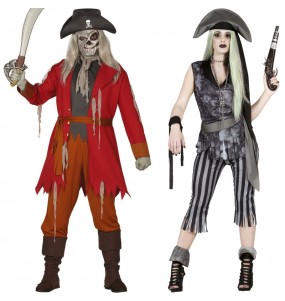 O casal Piratas fantasmas original e engraçado para se disfraçar com o seu parceiro