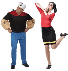 O casal Marinheiro Popeye e Olivia original e engraçado para se disfraçar com o seu parceiro