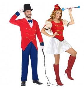 O casal Apresentador de circo e Majorette original e engraçado para se disfraçar com o seu parceiro