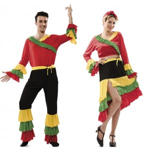 O casal Bailarinos Rumba coloridos original e engraçado para se disfraçar com o seu parceiro