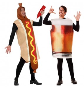 O casal Hot Dog e Cerveja original e engraçado para se disfraçar com o seu parceiro