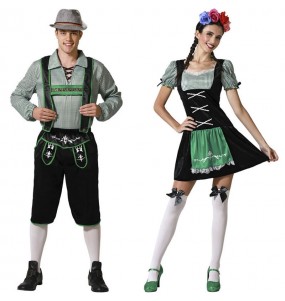 Fatos de casal Tiroleses da Oktoberfest em preto