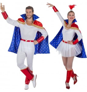 O casal Trapezistas do circo original e engraçado para se disfraçar com o seu parceiro