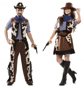 O casal Vaqueiros pistoleiros original e engraçado para se disfraçar com o seu parceiro