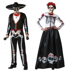 Fatos de casal Esqueletos mexicanos do Dia dos Mortos