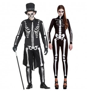O casal Esqueletos elegantes original e engraçado para se disfraçar com o seu parceiro
